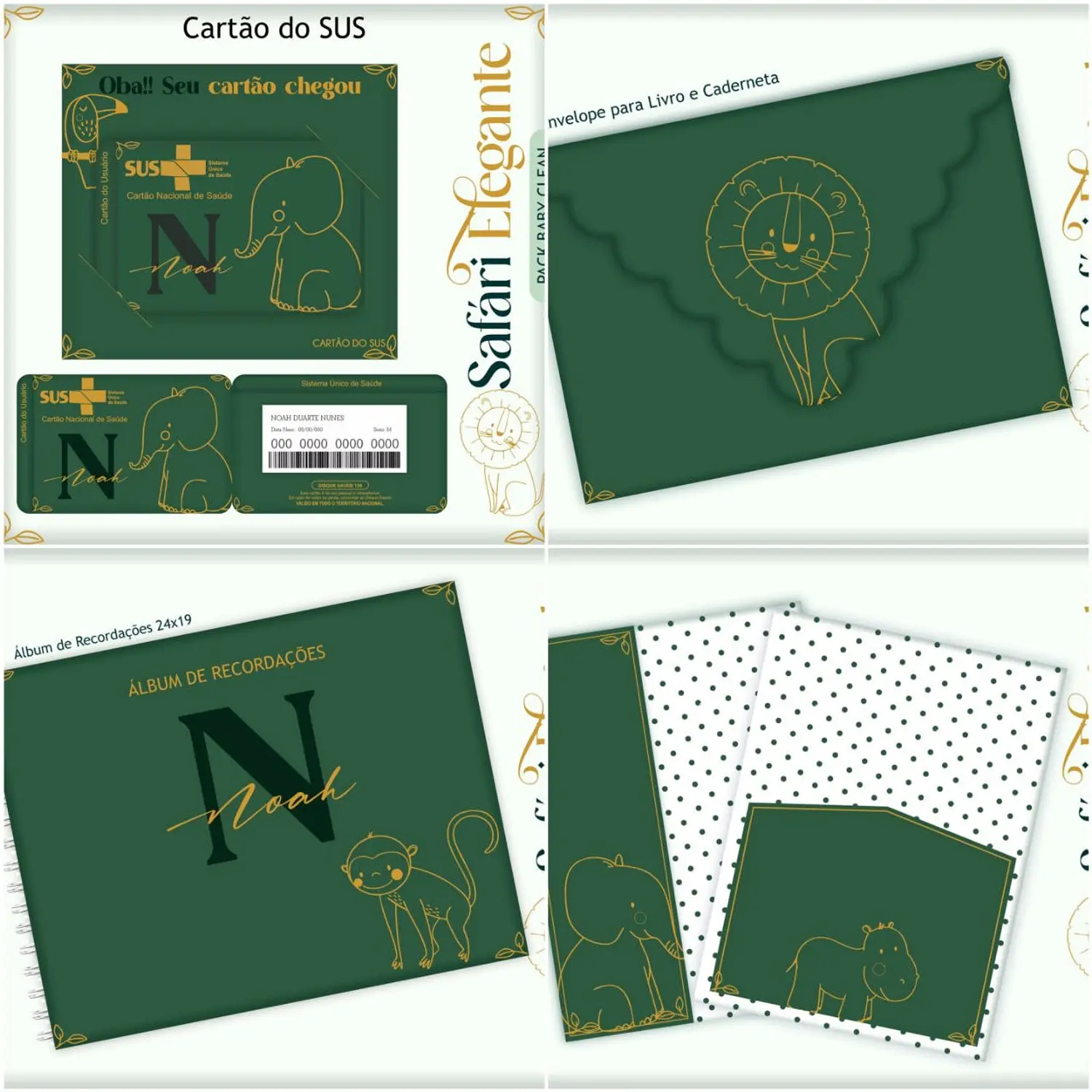 Encadernação Kit Caderneta Safari Verde Elegante 5