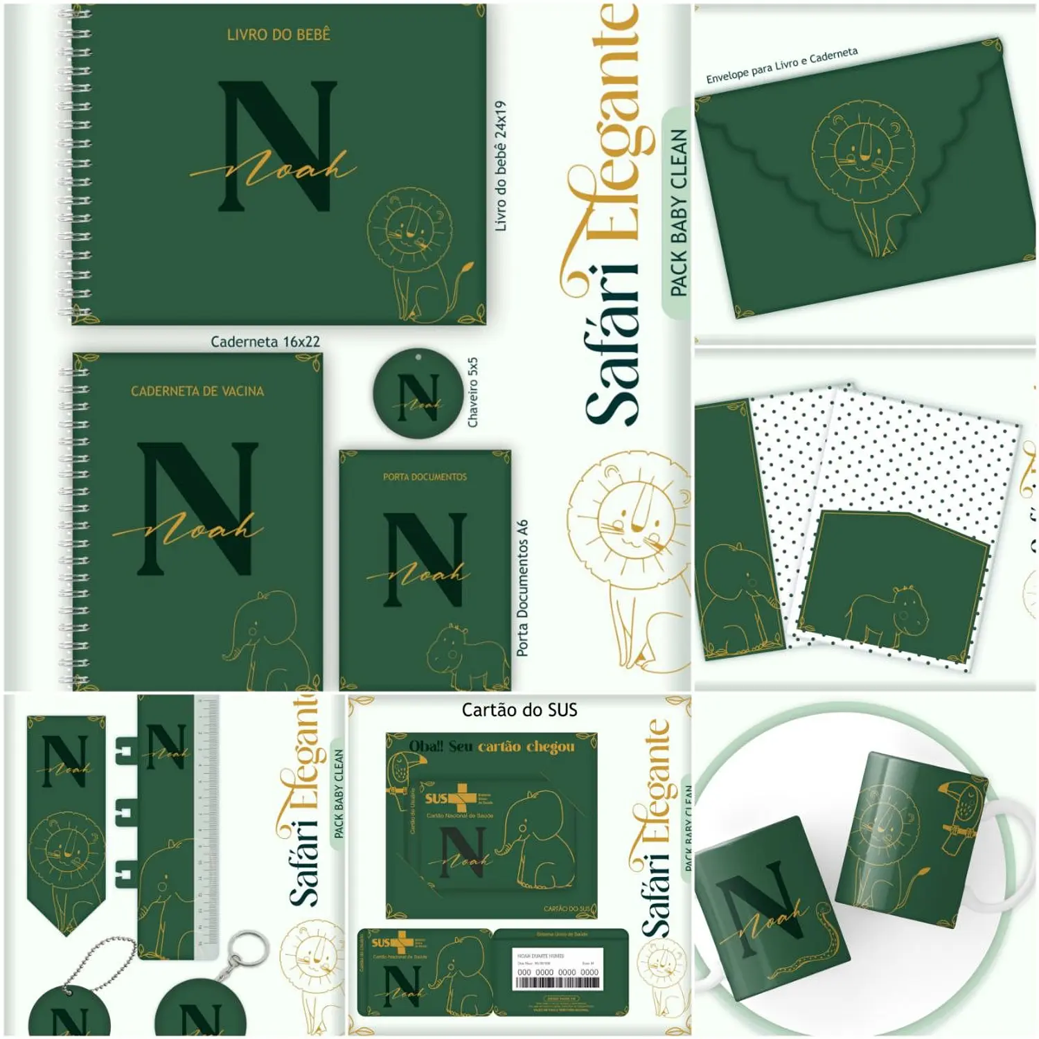 Encadernação Kit Caderneta Safari Verde Elegante 1