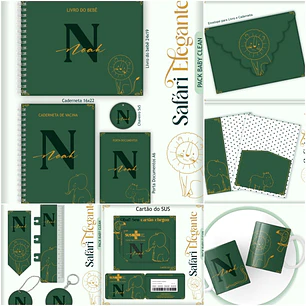Encadernação Kit Caderneta Safari Verde Elegante
