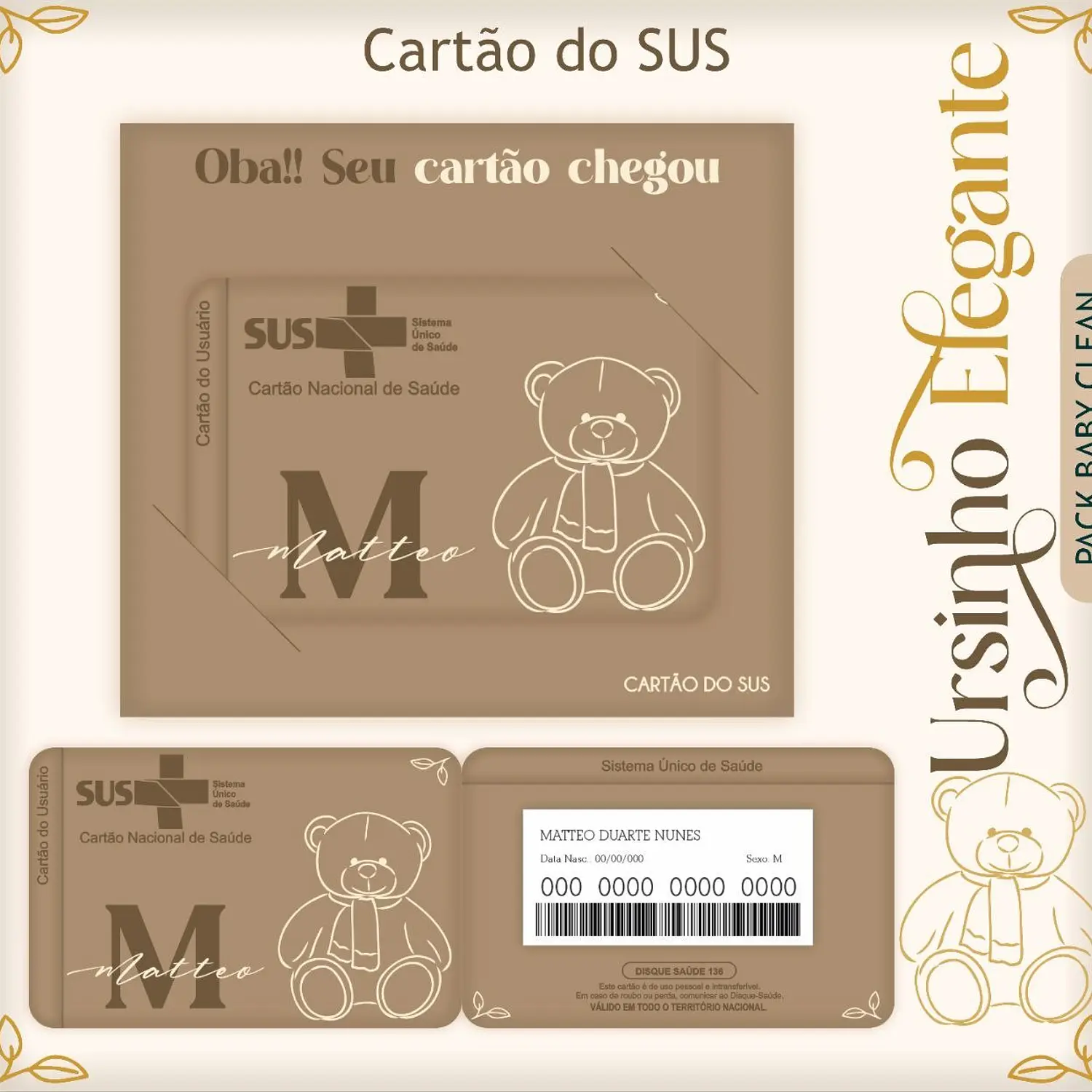 Encadernação Kit Caderneta Ursinho Elegante Clean 4