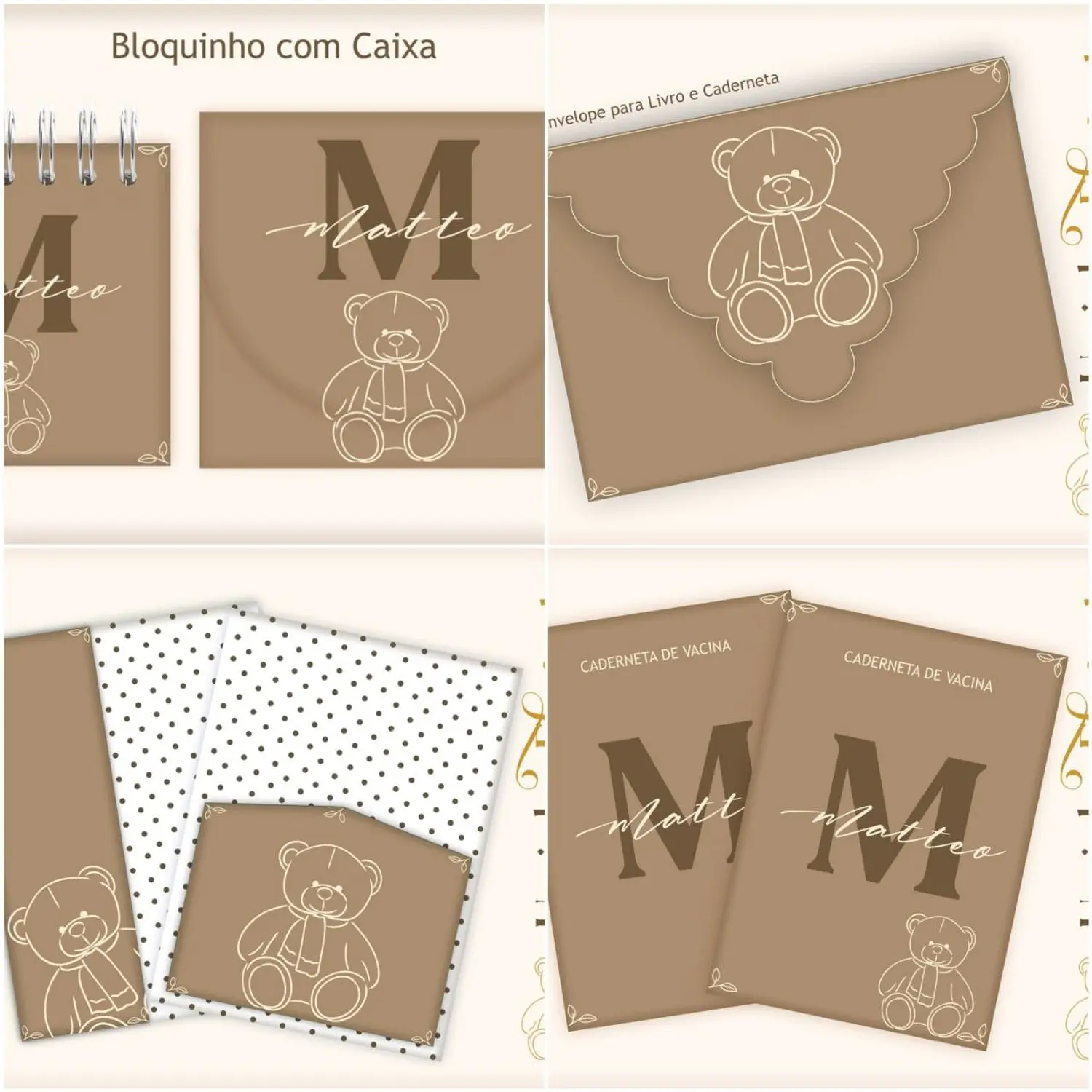 Encadernação Kit Caderneta Ursinho Elegante Clean 3