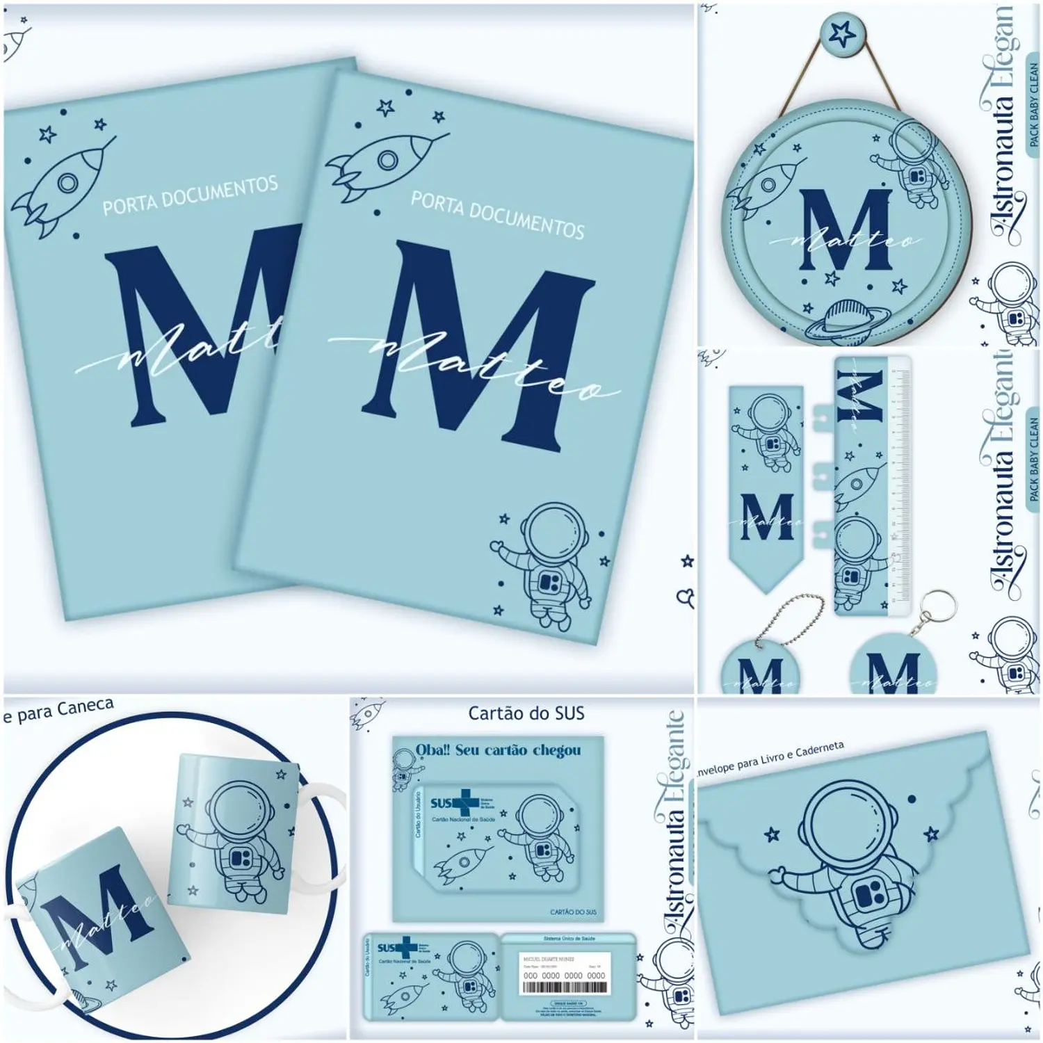 Encadernação Kit Caderneta Astronauta Elegante Clean 1