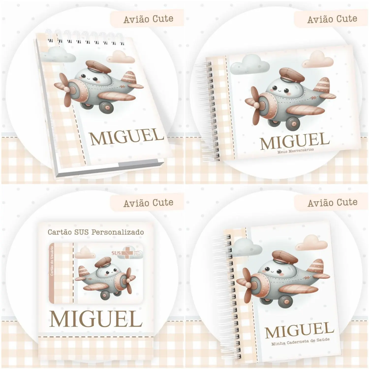 Encadernação Kit Caderneta Avião Cute - Pamella Vieira   2