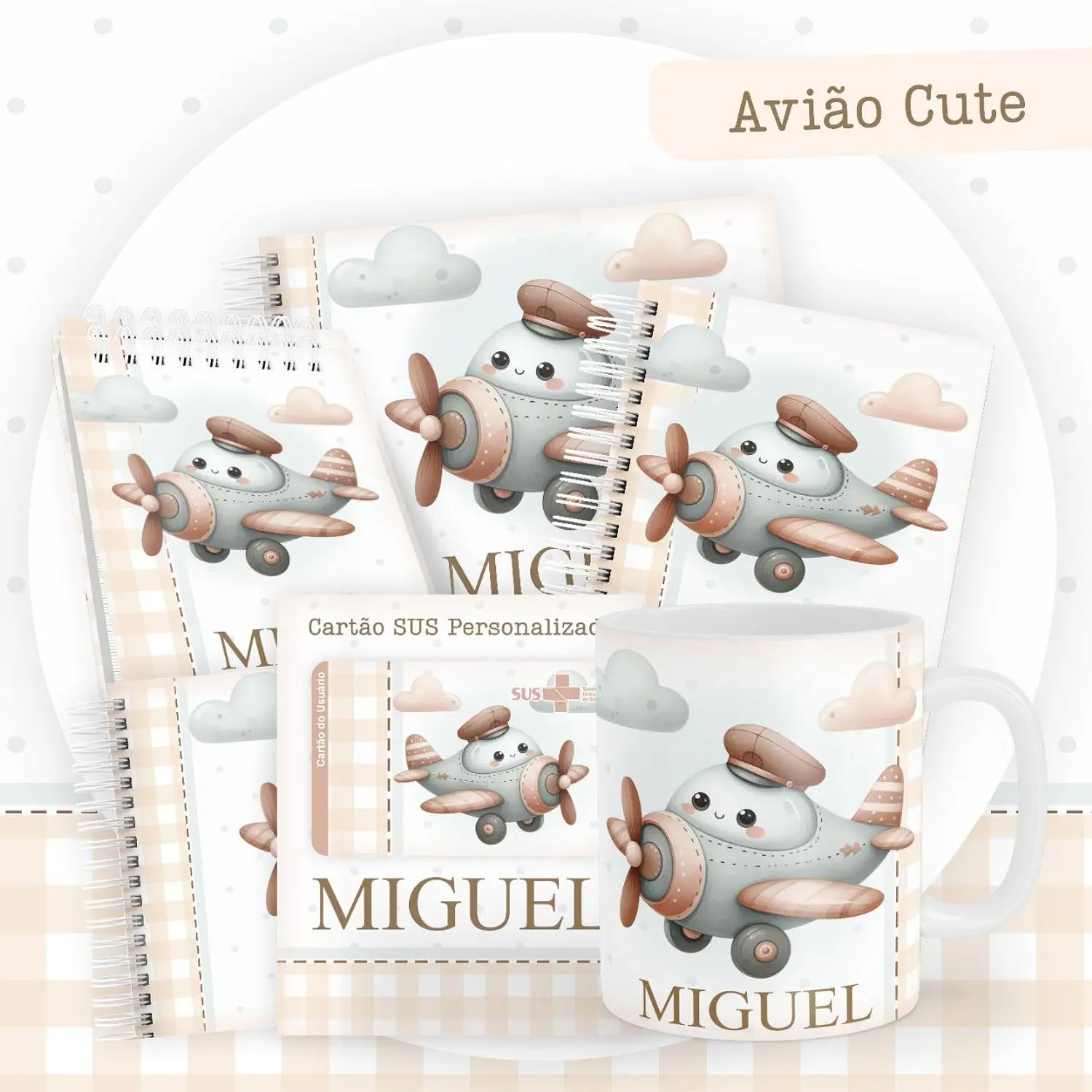 Encadernação Kit Caderneta Avião Cute - Pamella Vieira   1