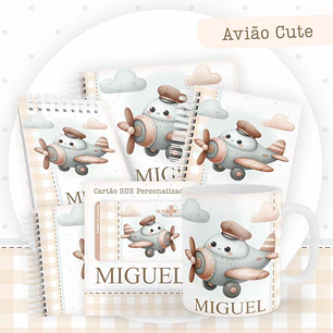 Encadernação Kit Caderneta Avião Cute - Pamella Vieira  