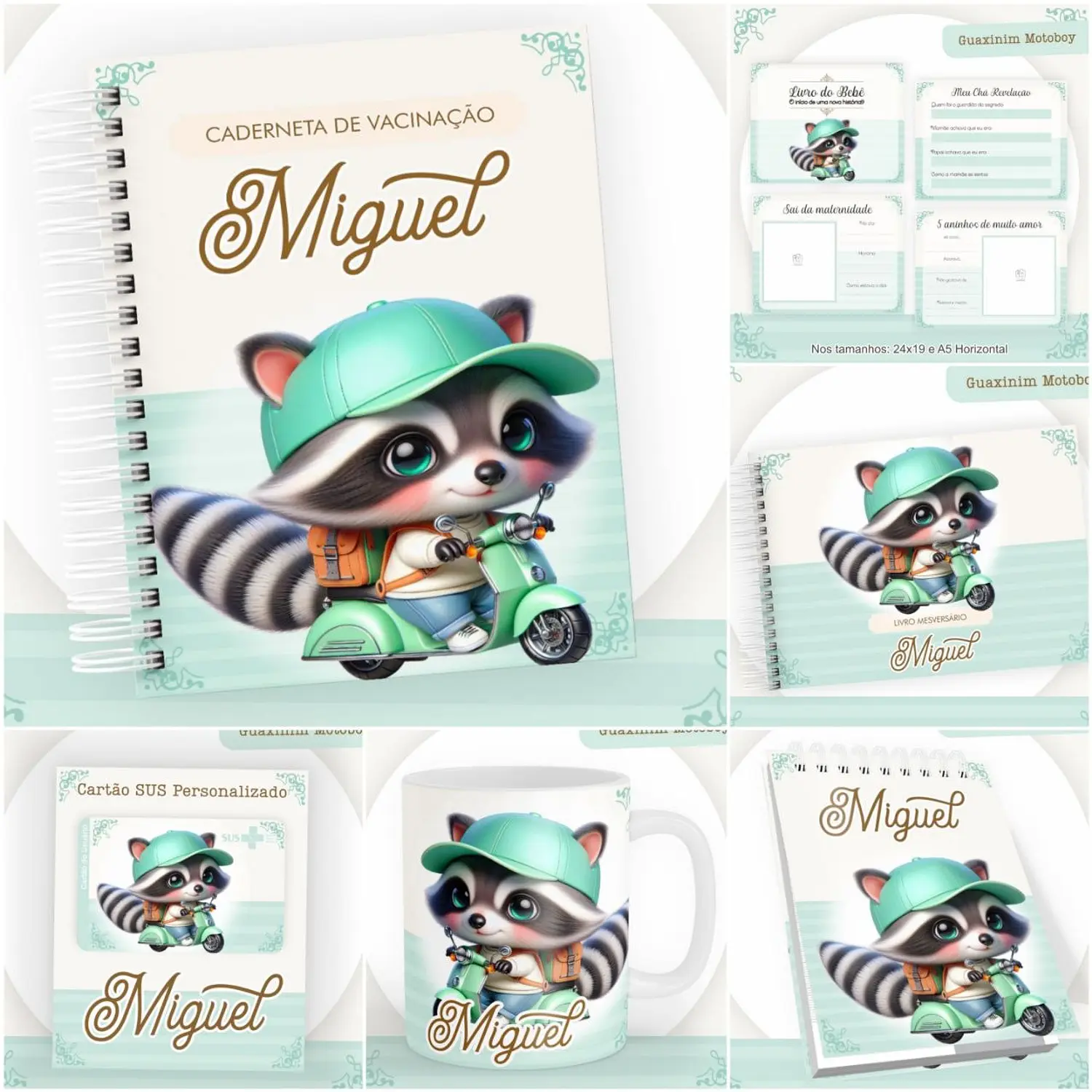 Encadernação Kit Caderneta Guaxinim Motoboy - Pamella Vieira 2