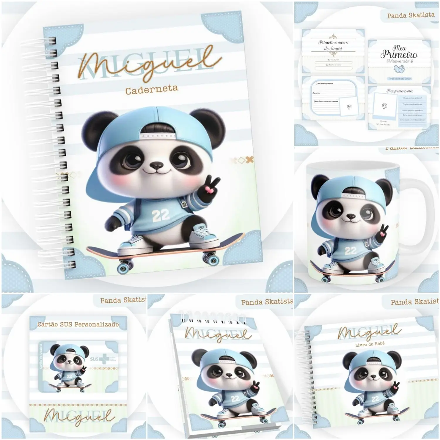 Encadernação Kit Caderneta Panda Skatista - Pamella Vieira 7