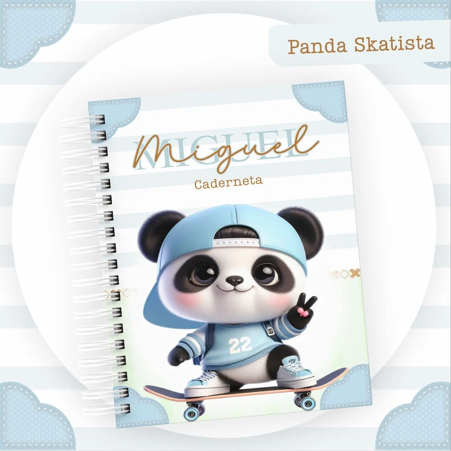 Encadernação Kit Caderneta Panda Skatista - Pamella Vieira 5
