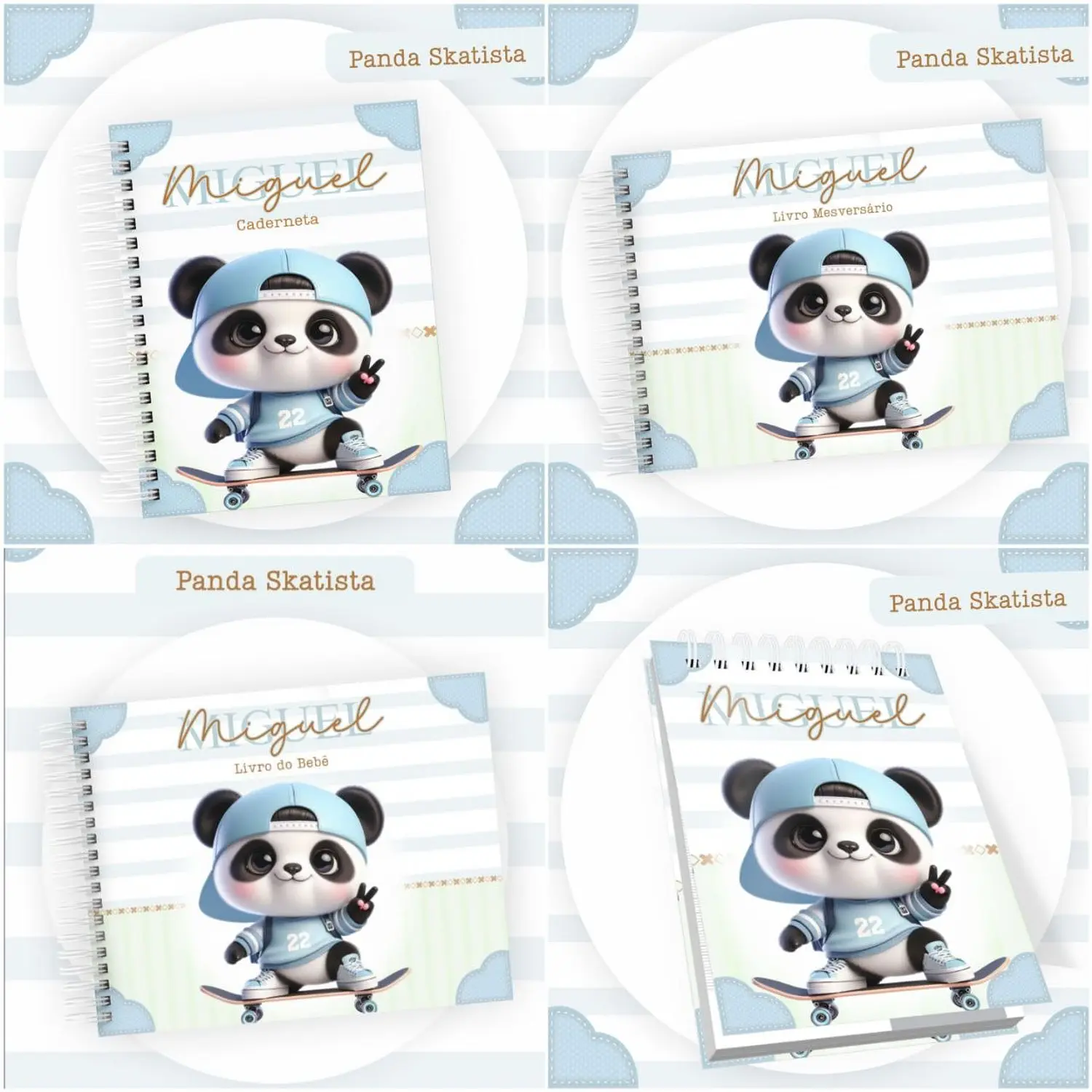 Encadernação Kit Caderneta Panda Skatista - Pamella Vieira 2