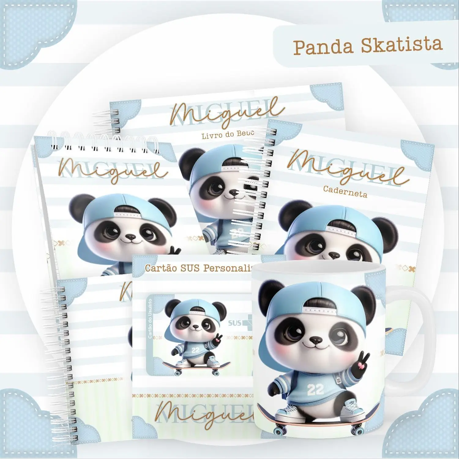 Encadernação Kit Caderneta Panda Skatista - Pamella Vieira 1