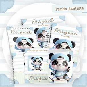 Encadernação Kit Caderneta Panda Skatista - Pamella Vieira