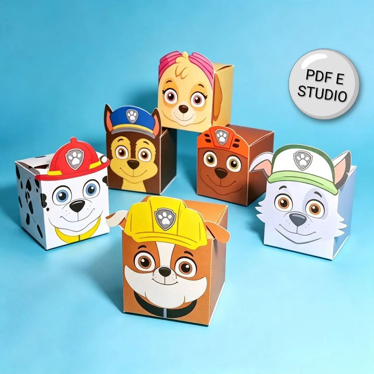 Arquivo Kit Caixas Cubo Patrulha Canina Personagens - Pdf e Studio 