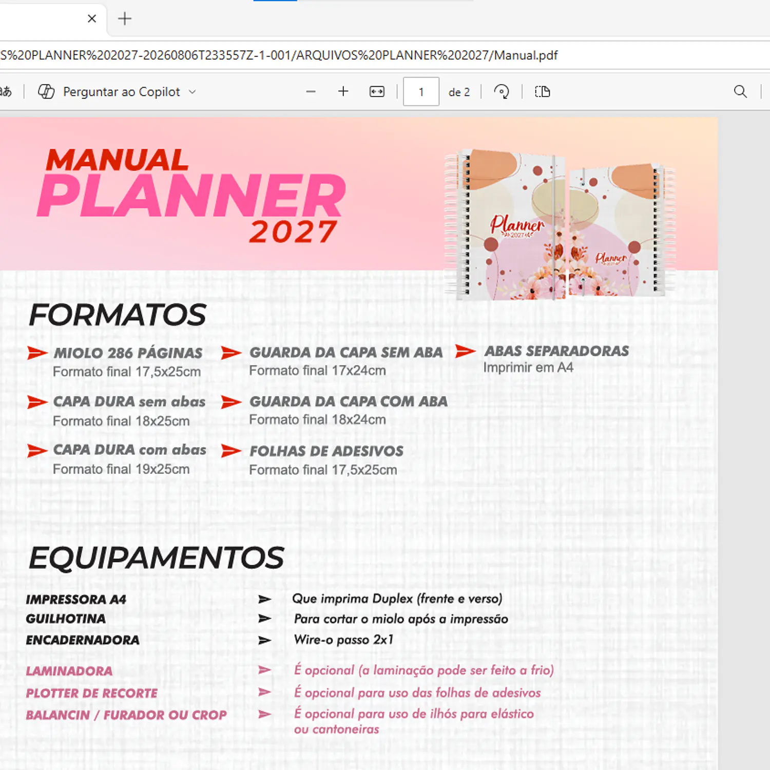 Encadernação Pacote Planner 2027 3