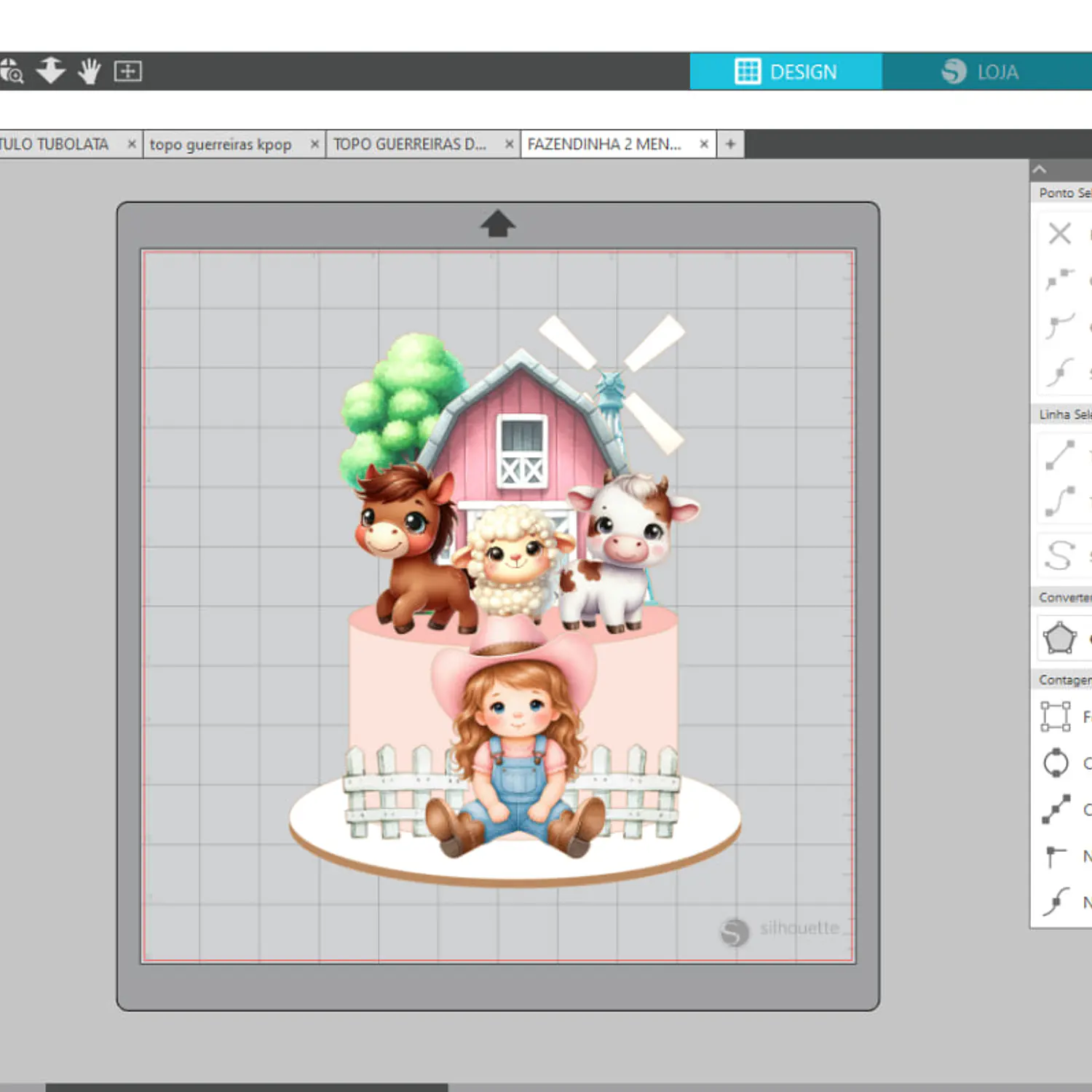 Arquivo Topo Fazendinha Rosa Criação Menina Vintage Clean - Pdf e Studio 2