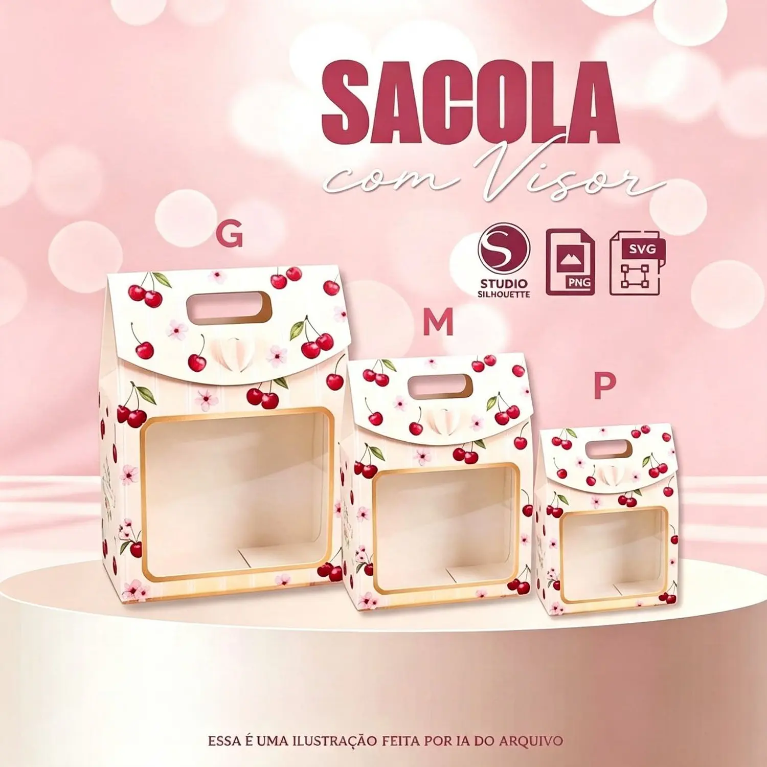 Arquivo Kit Sacola Boca De Palhaço Com Visor - Molde Limpo 1