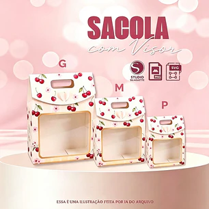 Arquivo Kit Sacola Boca De Palhaço Com Visor - Molde Limpo