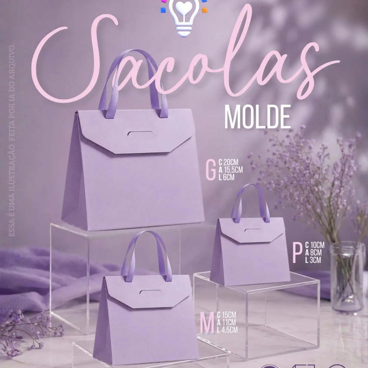 Arquivo Sacola Com Tampa - Molde Limpo 2