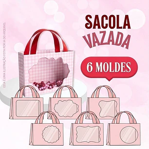 Arquivo Sacola Vitrine Vazada - Molde Limpo - Pdf e Studio