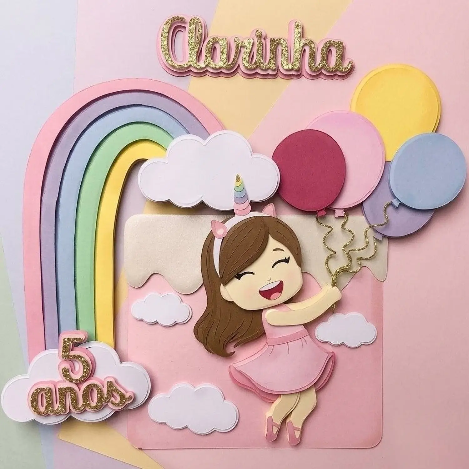 Arquivo Topo Arco Íris Balão Menina Unicórnio - Camadas 2