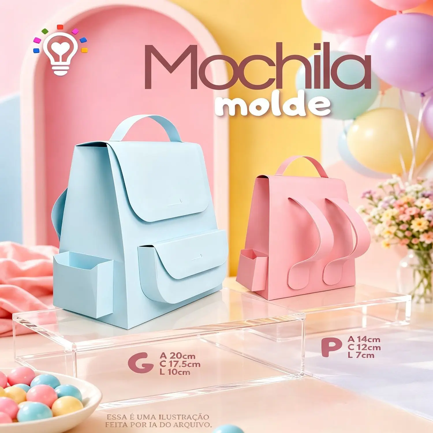 Arquivo Mochila Pequena e Grande - Molde Limpo - Criar bv