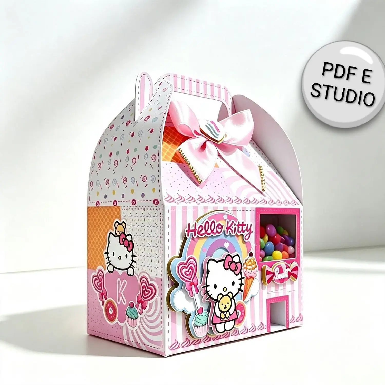Arquivo Caixa Lancheira Com Dispenser Hello Kitty - Pdf e Studio 1