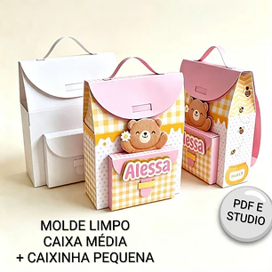 Arquivo Caixa Mochila - Tamanho  Caixinha e Média - Molde Limpo - Pdf e Studio