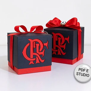 Arquivo Caixa Cubo Flamengo - De Cor + Molde Limpo - Pdf e Studio