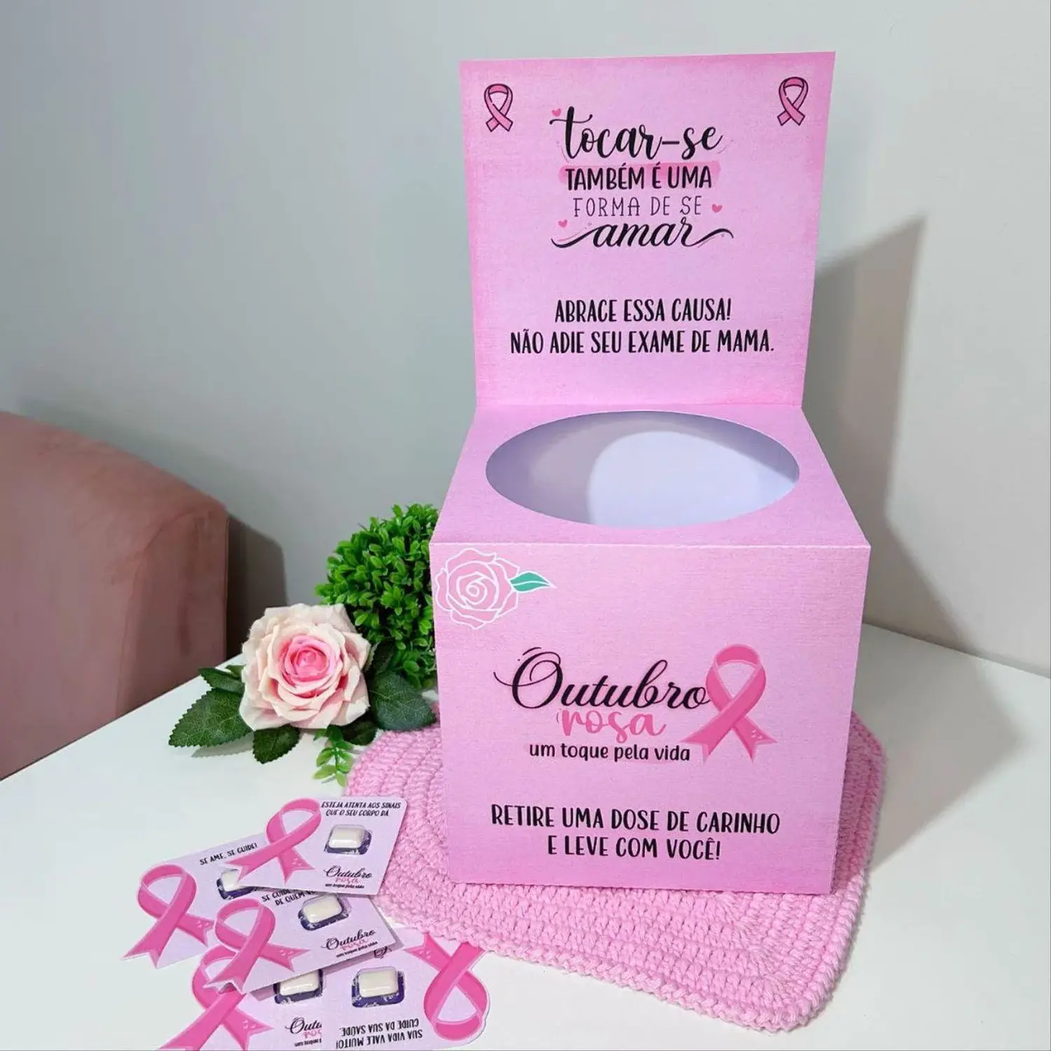 Arquivo Caixa Interativa Com Card Outubro Rosa - Pdf e Studio 4