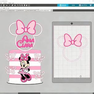 Arquivo Topo Minnie Rosa - Vazado Cabeça e Borboleta