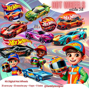 Kit Digital Hot Wheels Com Mascotes - Realista - Fanddy Designer