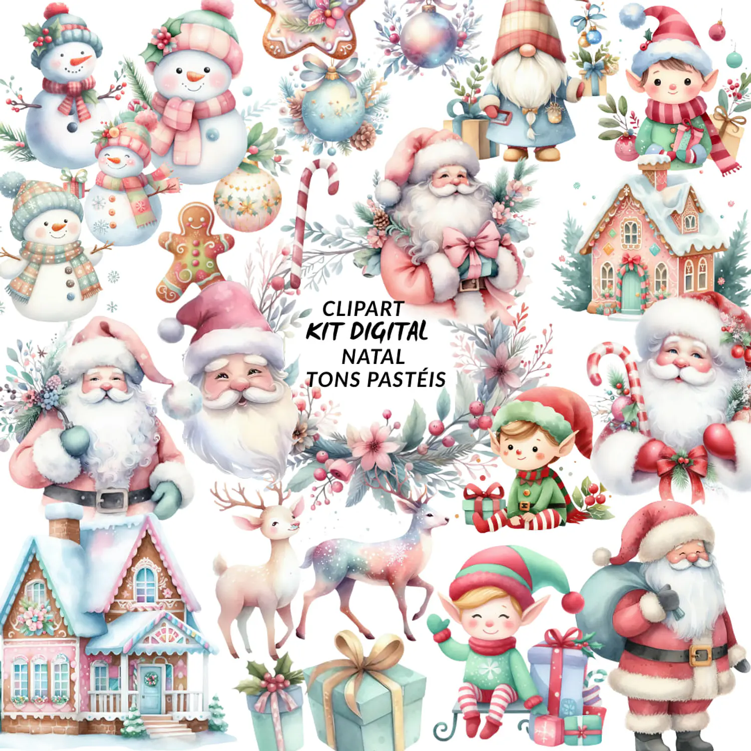 Clipart Kit Digital Tons Pastéis - Png