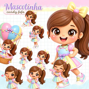 Clipart Kit Digital Mascote Candy Fofa