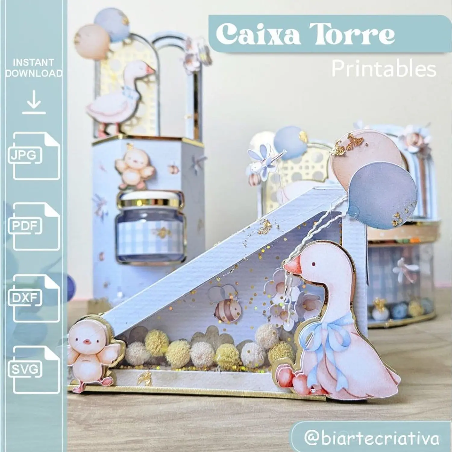 Arquivo Trio Caixas De Luxo - Patinho Baby - Tons Pastéis - Chá de Bebê 3