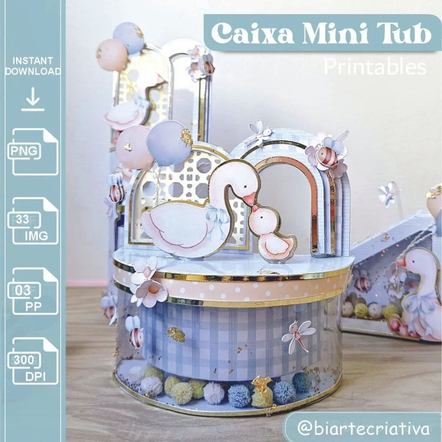 Arquivo Trio Caixas De Luxo - Patinho Baby - Tons Pastéis - Chá de Bebê 4