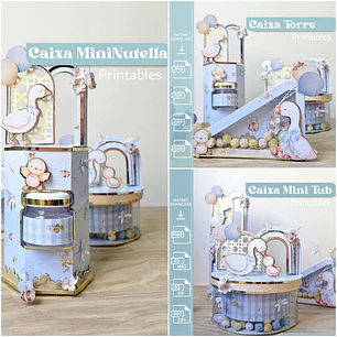 Arquivo Trio Caixas De Luxo - Patinho Baby - Tons Pastéis - Chá de Bebê