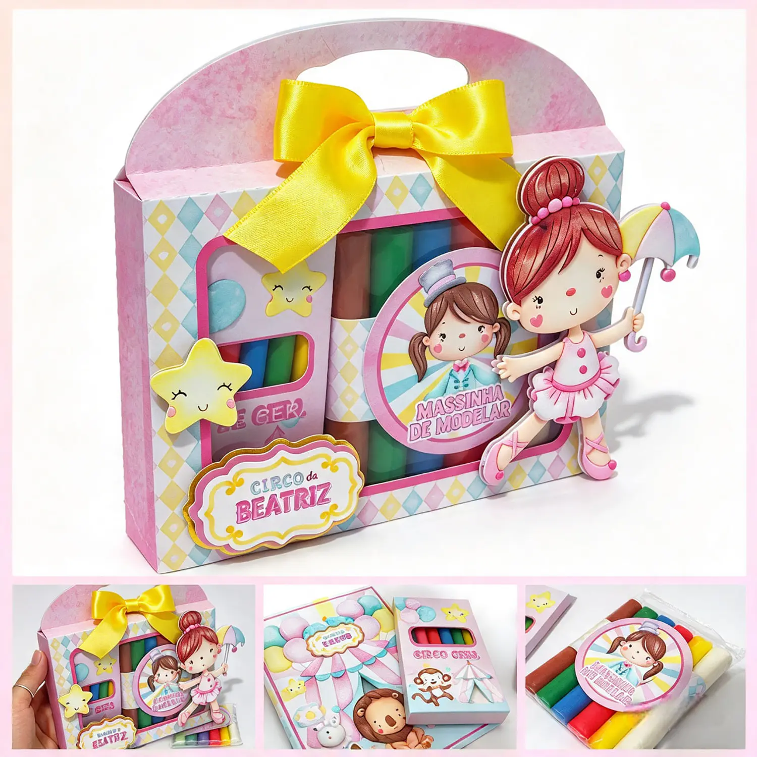 Arquivo Caixa Diversão - Kit Atividades Pintura Circo Rosa - Pdf e Studio