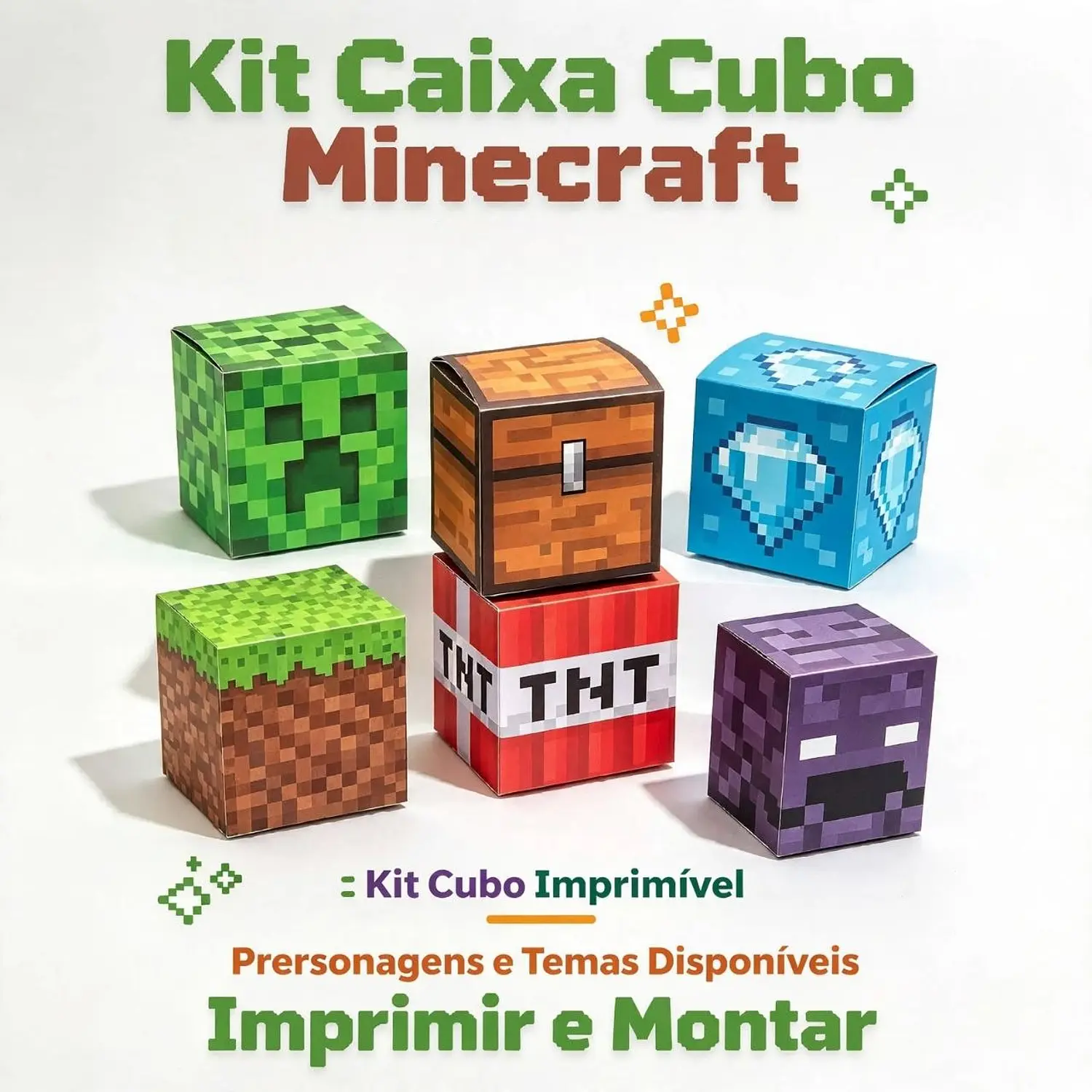 Arquivo Kit Caixa Cubo Minecraft - Pdf e Studio