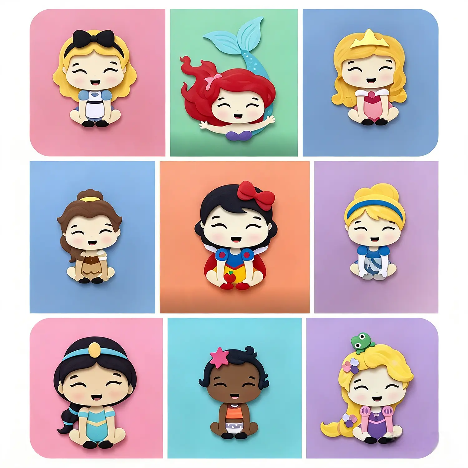 Arquivo kit 10 Princesas Baby Para Topo De Bolo - Camadas - Pdf e Svg 12