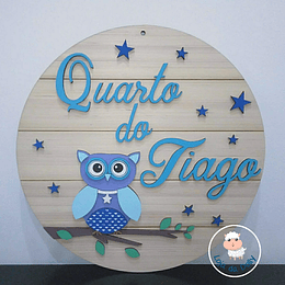 Placa CORUJA AZUL Quarto Porta