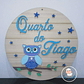 Placa CORUJA AZUL Quarto Porta Personalizada - Thumbnail 1