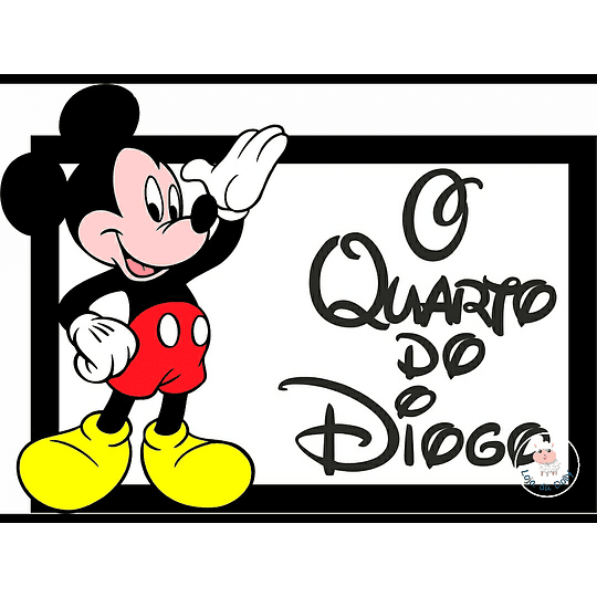 Placa MICKEY RECTANGULAR Quarto Porta Personalizada (várias opções)