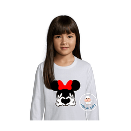 T-shirt Manga Comprida MICKEY E MINNIE MÃOS CORAÇÃO (várias opções) - Criança e Adulto