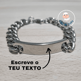 Pulseira QUALQUER TEXTO Personalizada por ti (aço) - Adulto