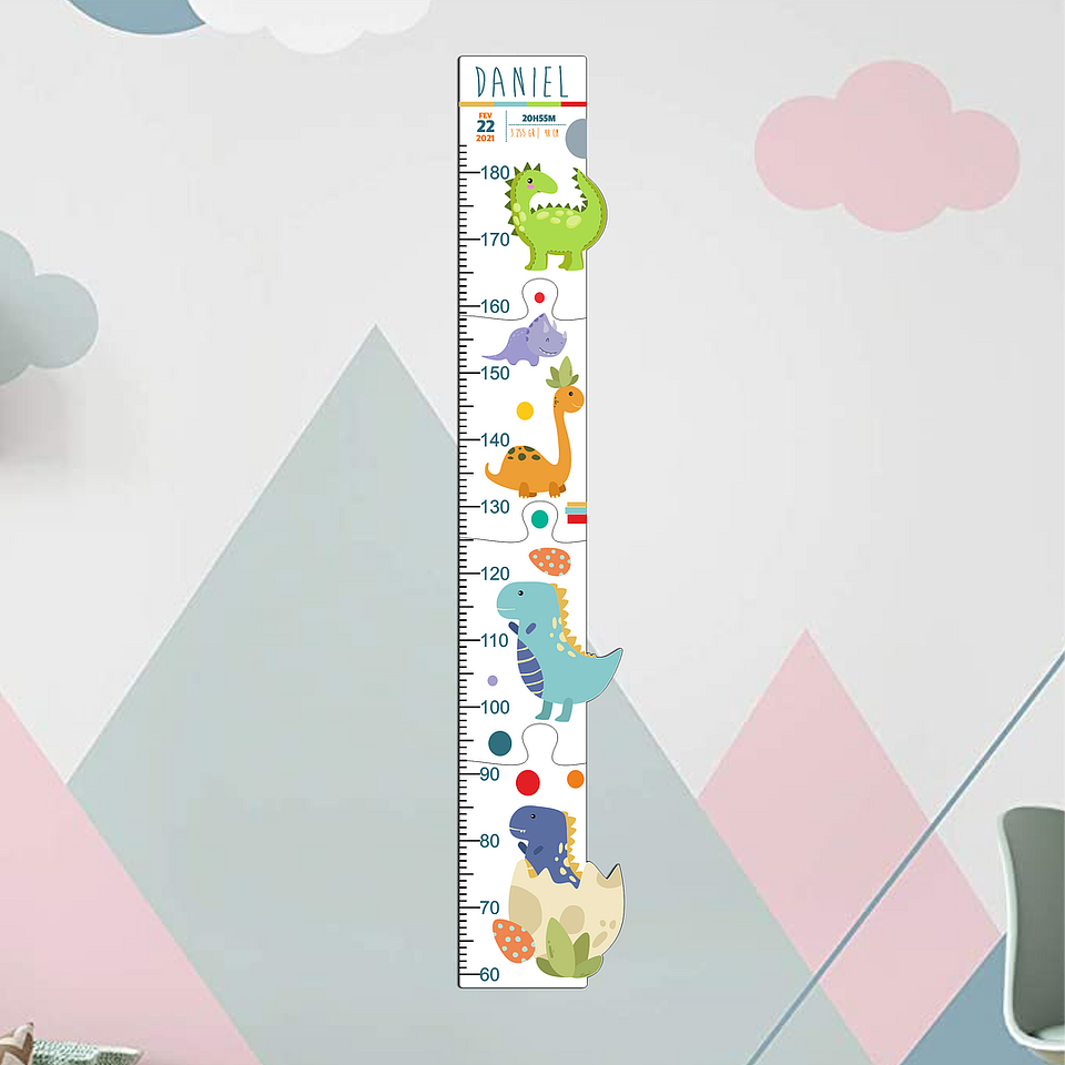 Régua Crescimento DINOSSAUROS Personalizada 1