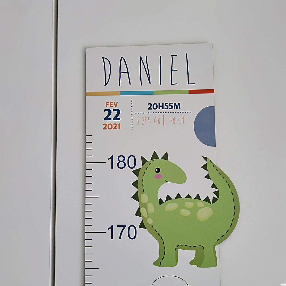 Régua Crescimento DINOSSAUROS Personalizada 4