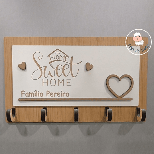 Chaveiro de Parede HOME SWEET HOME FAMÍLIA (várias opções)