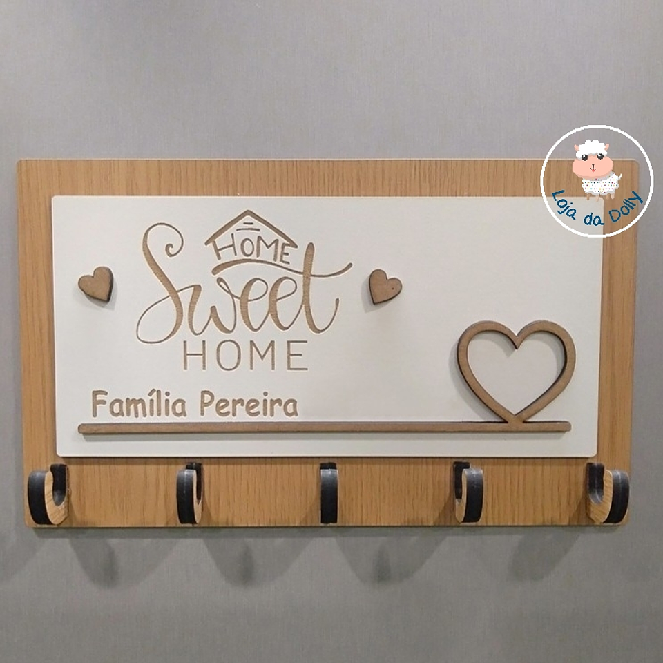 Chaveiro de Parede HOME SWEET HOME FAMÍLIA Personalizado (várias opções) 1