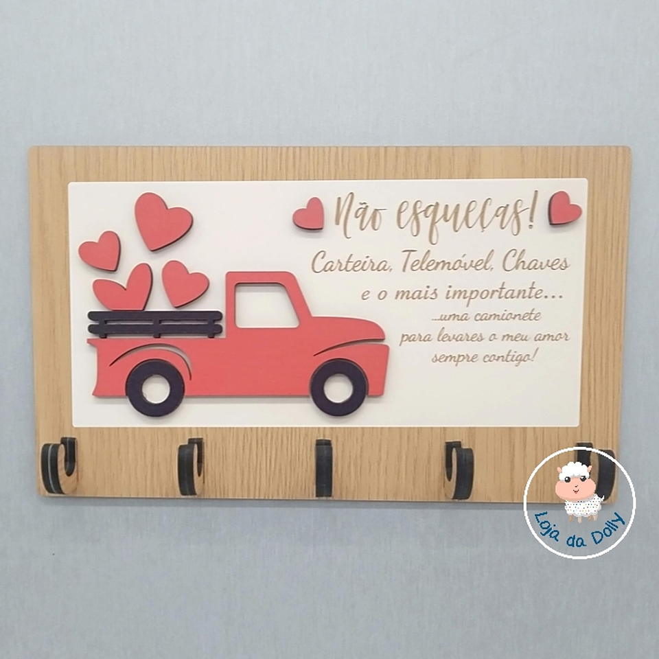 Chaveiro de Parede CARRINHA CORAÇÕES Personalizado (várias opções) 3