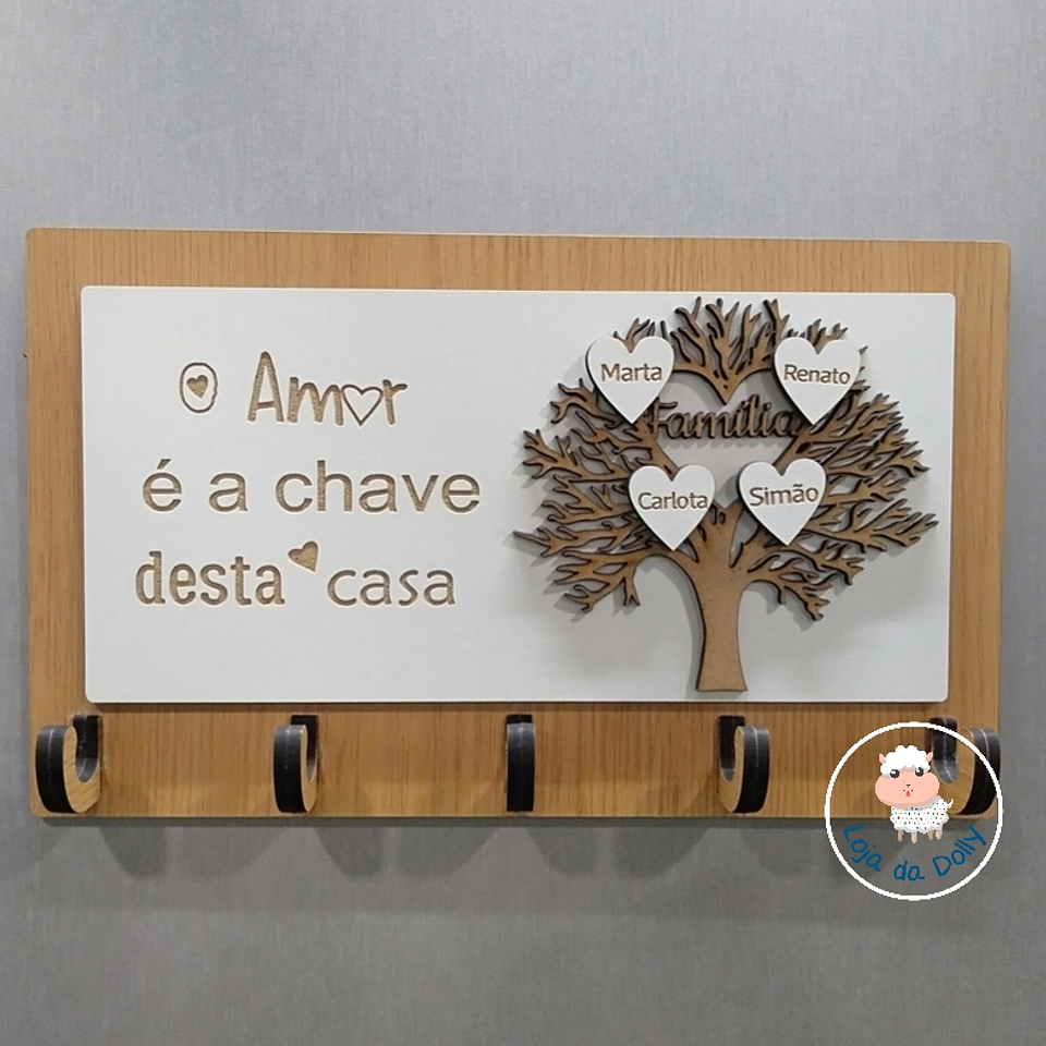 Chaveiro de Parede O AMOR É A CHAVE DESTA CASA Personalizado (várias opções) 1