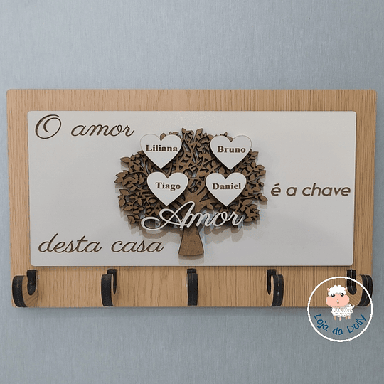 Chaveiro de Parede O AMOR É A CHAVE DESTA CASA 3 (várias opções)